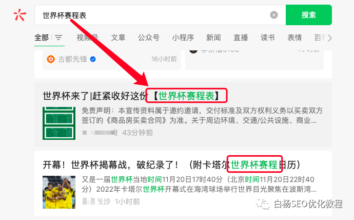 白杨SEO：做个世界杯公众号怎么样？以2022年世界杯搞搜一搜流量举例【干货】