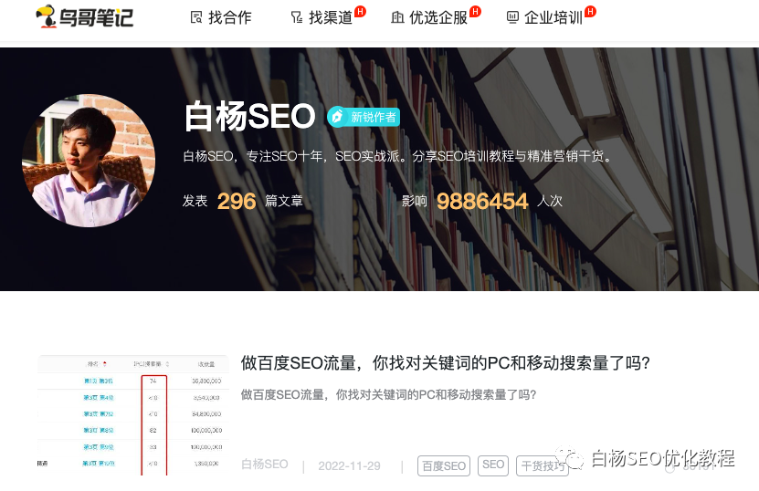 白杨SEO:自媒体SEO是什么?小白可以学会吗?怎么做?【举例】