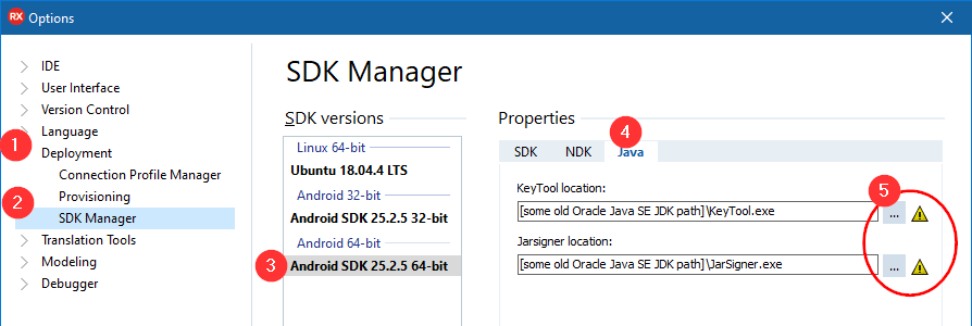 Delphi RAD Studio SDK管理器-Android-Java选项卡-之前